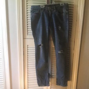 Levi’s super low distressed jeans